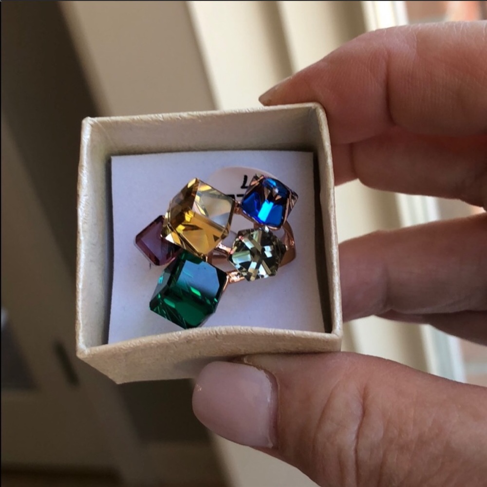 RESTOCKED Austrian crystal cubed Art Deco ring - Picture 8 of 8